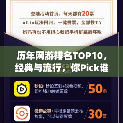 历年网游排名TOP10，经典与流行，你Pick谁？