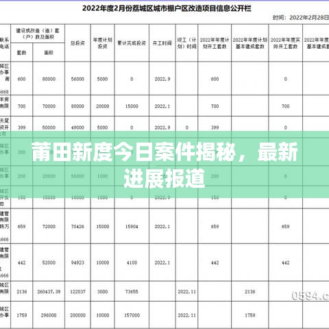 莆田新度今日案件揭秘，最新进展报道
