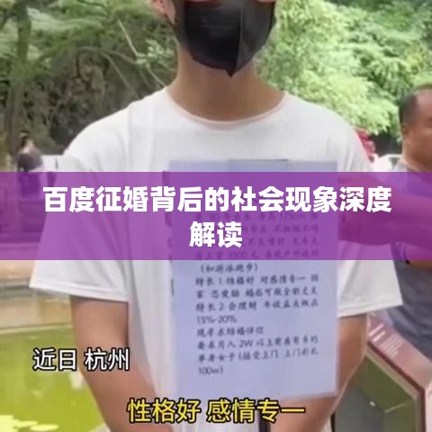 百度征婚背后的社会现象深度解读